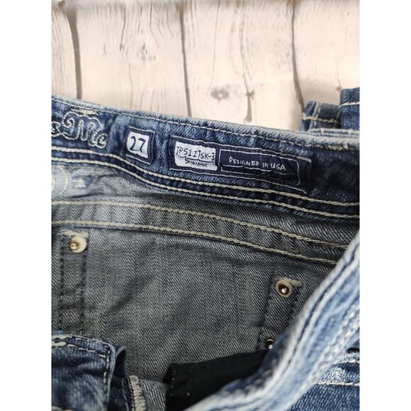 Miss Me Jeans Women’s 27 JP5117SK3 SKINNY CROSS Pocket Rhinestone Inseam 33.5" - Picture 5 of 7